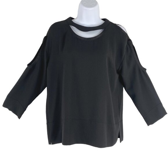 IRO Light‎ Top Women's Size 36 Cold Shoulder Cutout Black Polyester TP-1976 - Picture 1 of 10